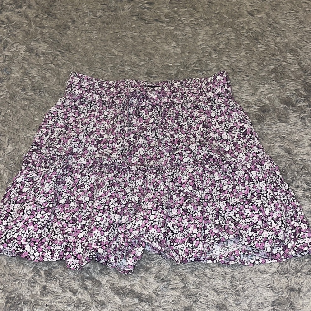 Purple Floral Print Skirt